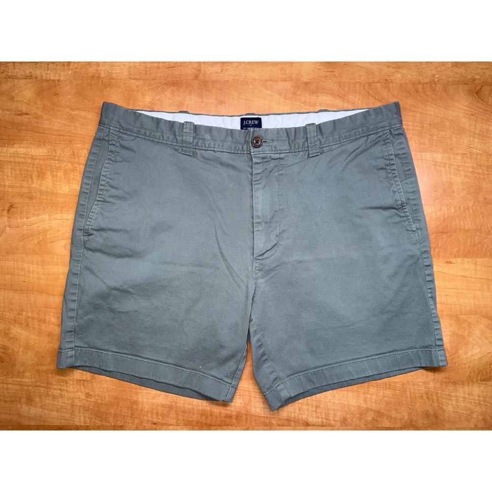 J.Crew Mens 7 Inch Inseam Stretch Chino Shorts Sage Green Gray Size 36